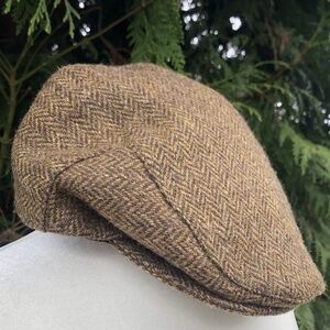 Biddy Murphy By John Hanly Co Size 7 5/8 XL Lined Wool News Boy Hat Brown Tweed